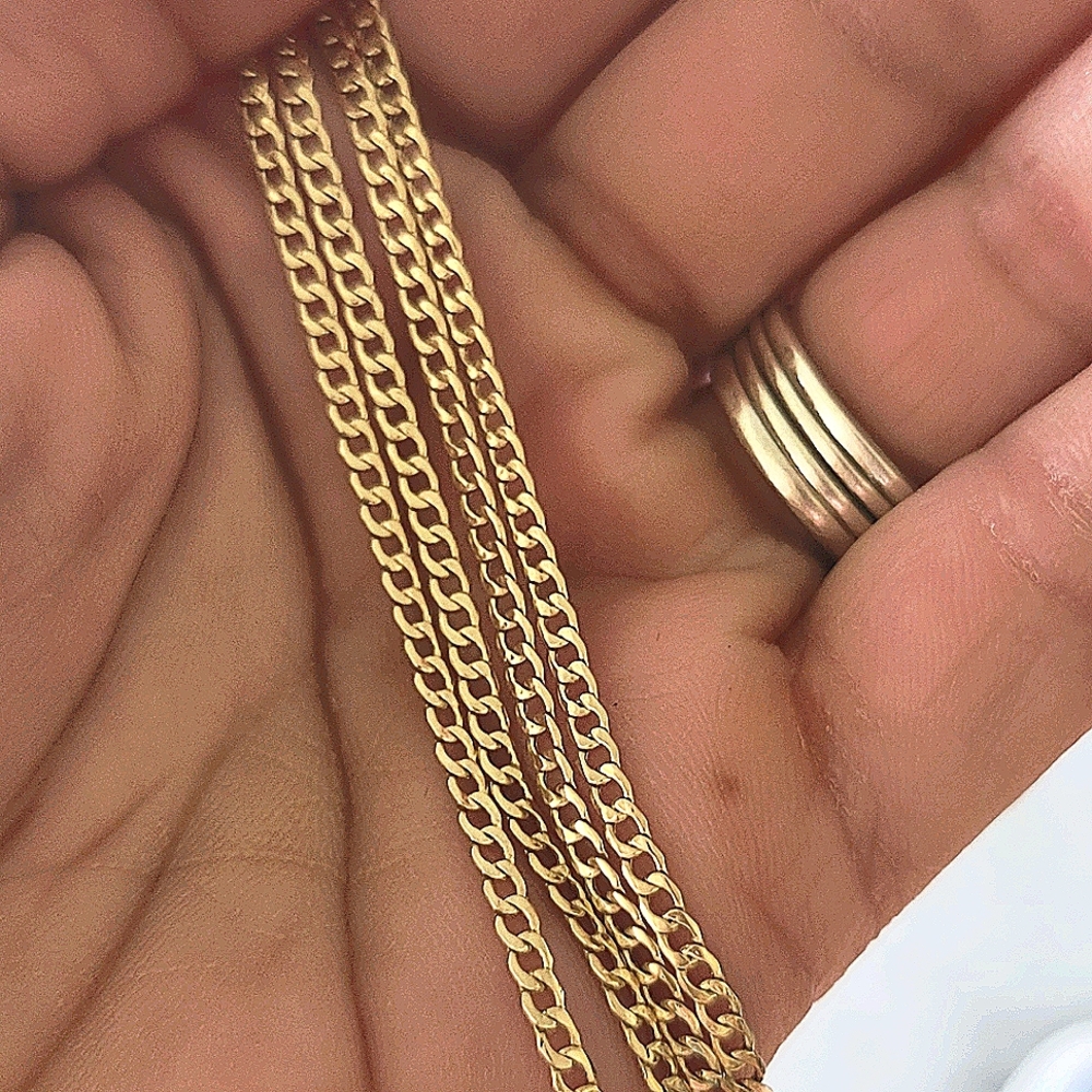 10k Solid Yellow Gold Curb Link Chain Necklace